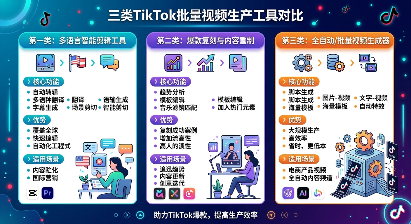 批量生产TK视频的软件推荐：跨境团队实测对比
