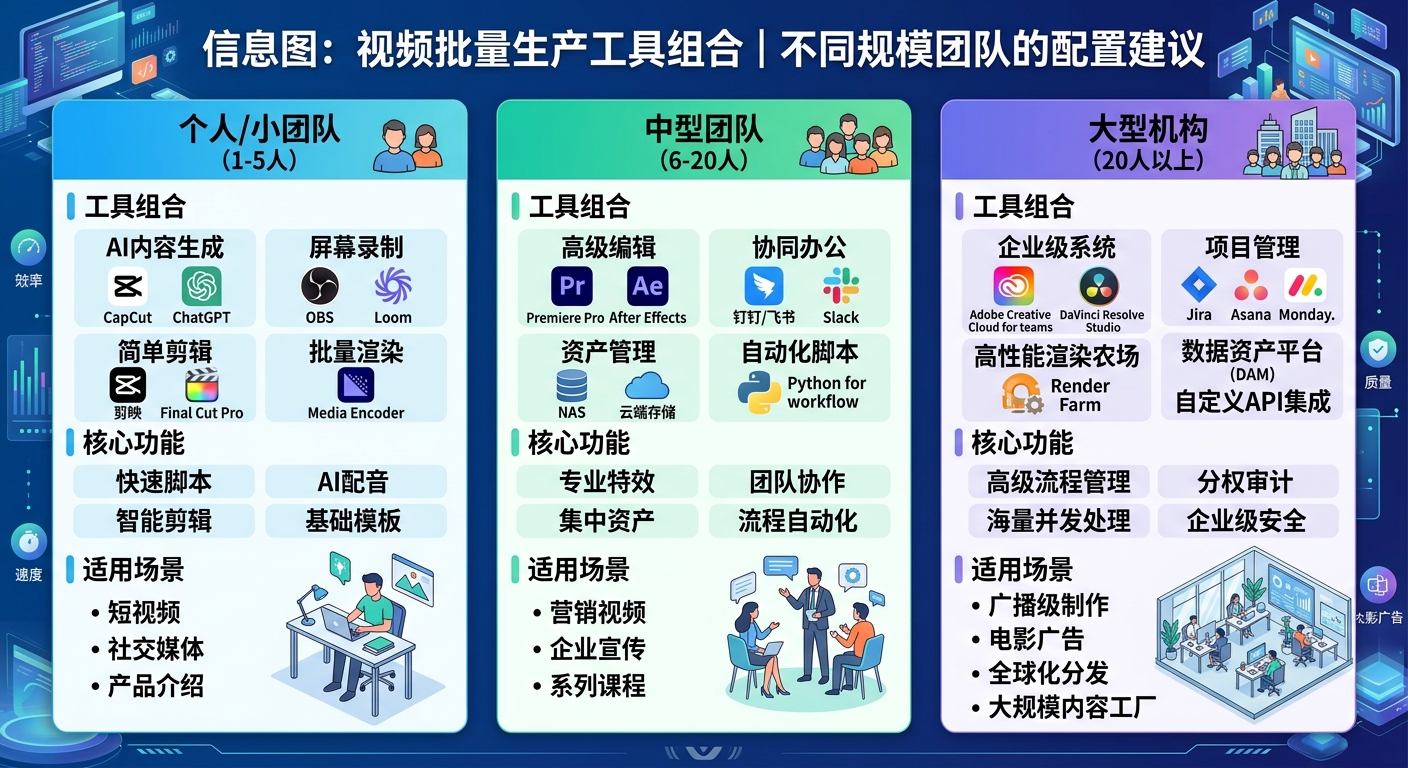批量视频生产效率对比：工具组合 vs 纯人工的产量和成本差异