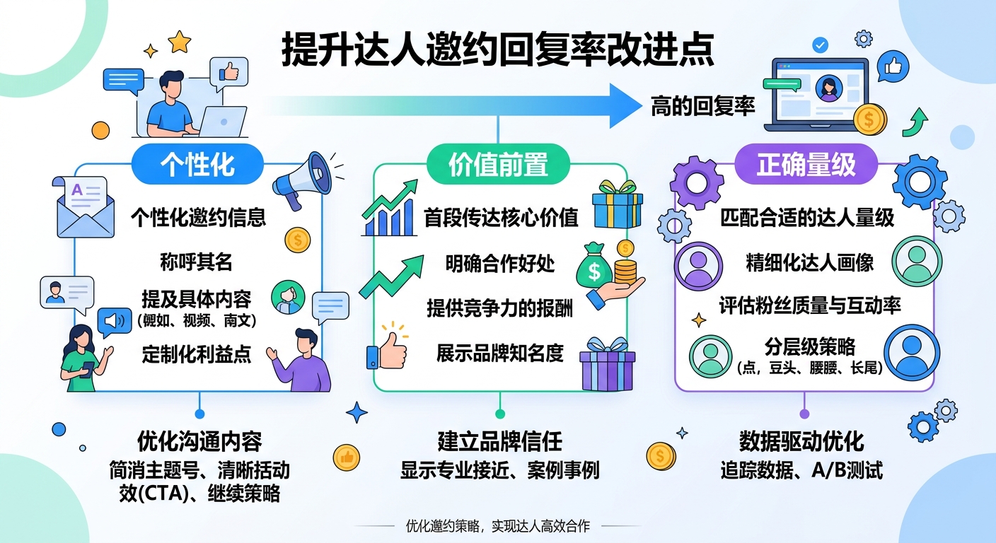 提高达人邀约回复率的关键改进点：个性化 + 价值前置 + 正确量级