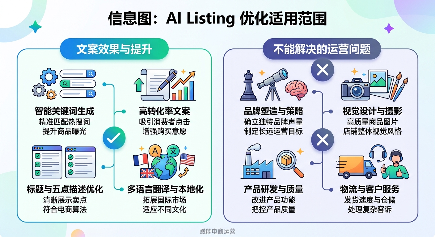 AI Listing优化的适用范围：文案层面的效果 vs 不能解决的运营问题