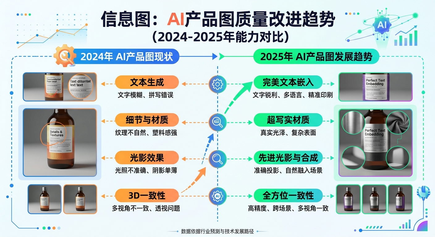 AI产品图质量改进趋势：2024-2025年能力对比