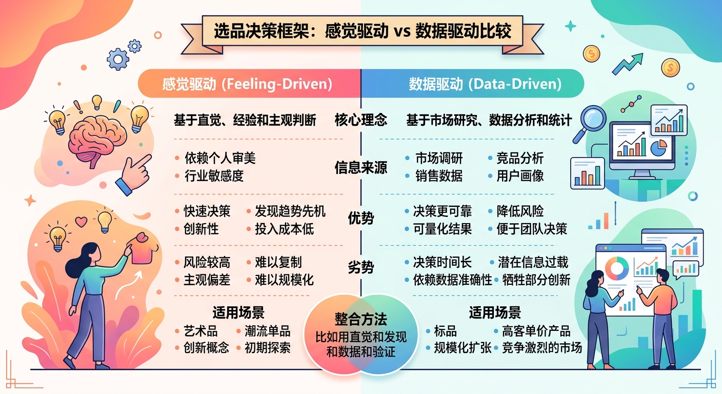选品决策框架:感觉驱动 vs 数据驱动的比较