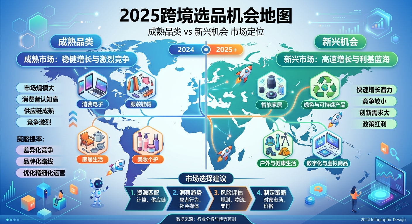 2025跨境选品机会地图：成熟品类 vs 新兴机会的市场定位
