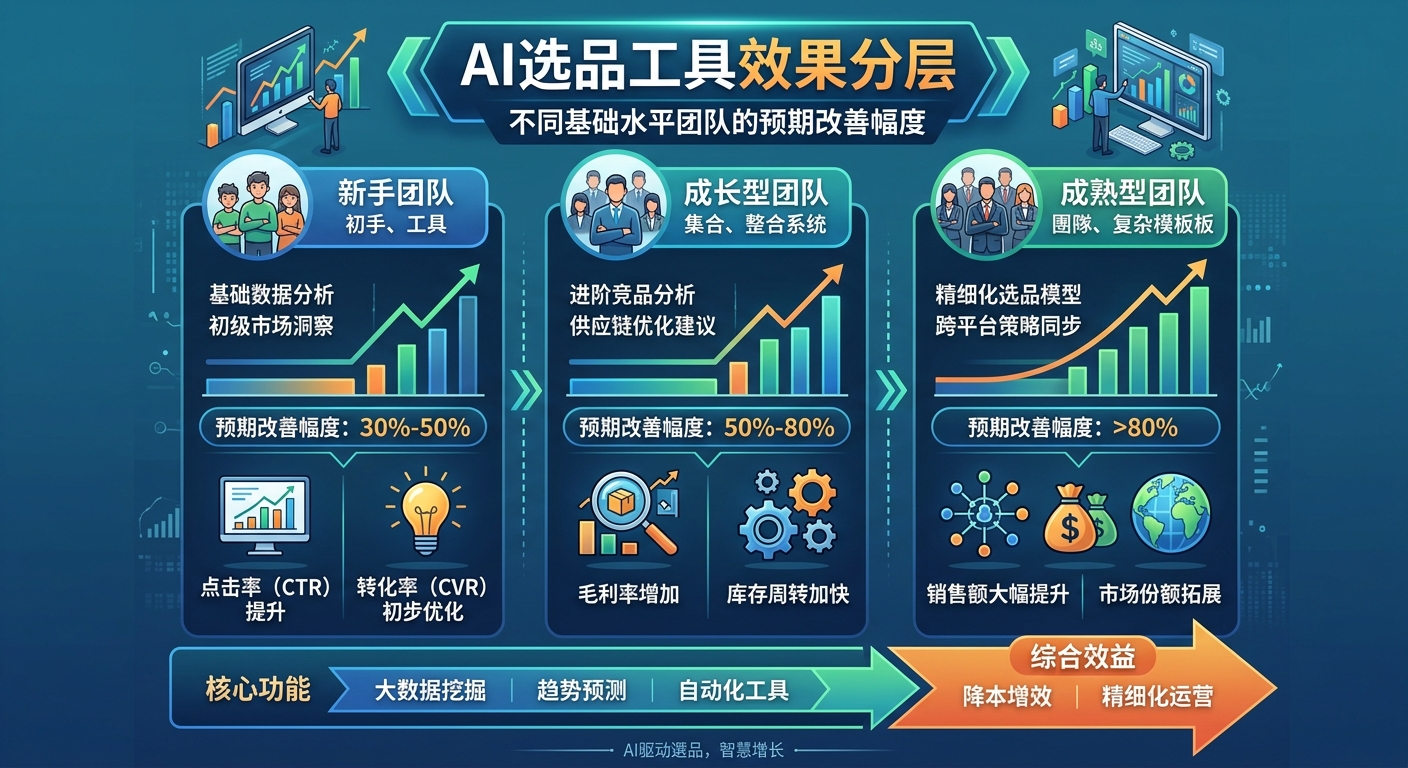AI选品工具效果分层：不同基础水平团队的预期改善幅度