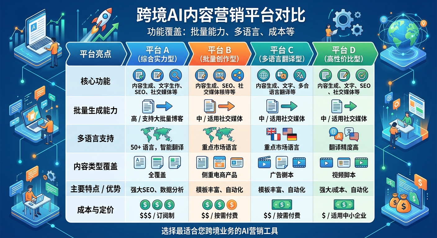 跨境AI内容营销平台推荐：2025年主流工具对比